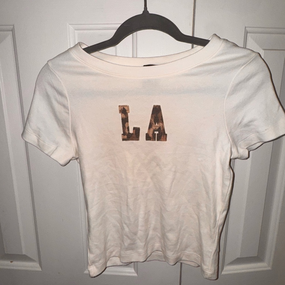PacSun Cream Short Sleeve Tee with LA Graphic